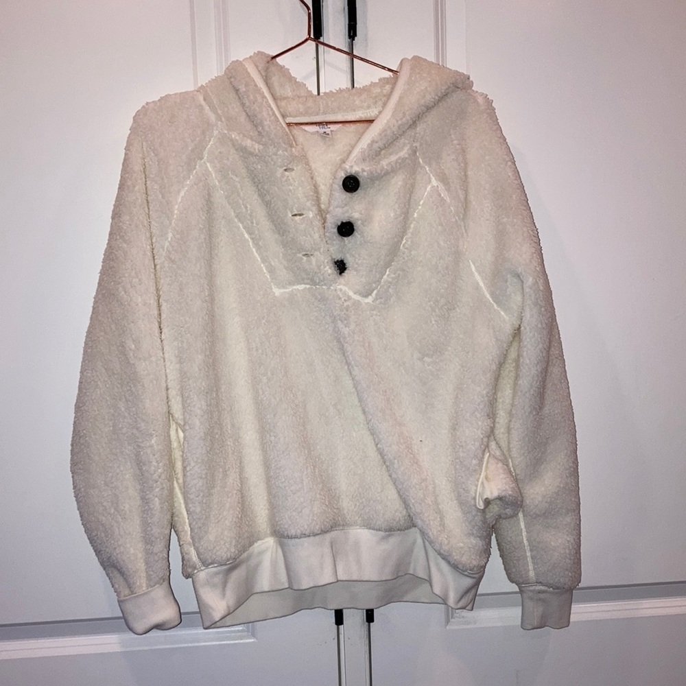 White fuzzy sweater
